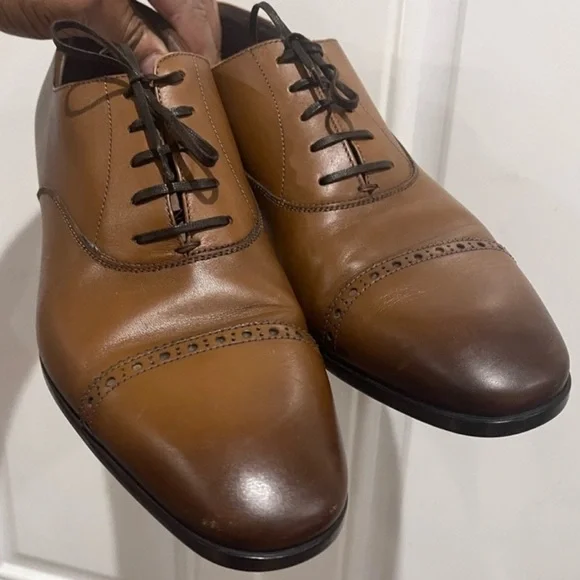 Salvatore Ferragamo Boston Cap Toe Lace Up Dress Shoes Brown Sz 8 E - Picture 7 of 10